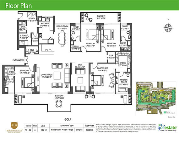 M3M Golf Estate Polo Suites Floor Plan