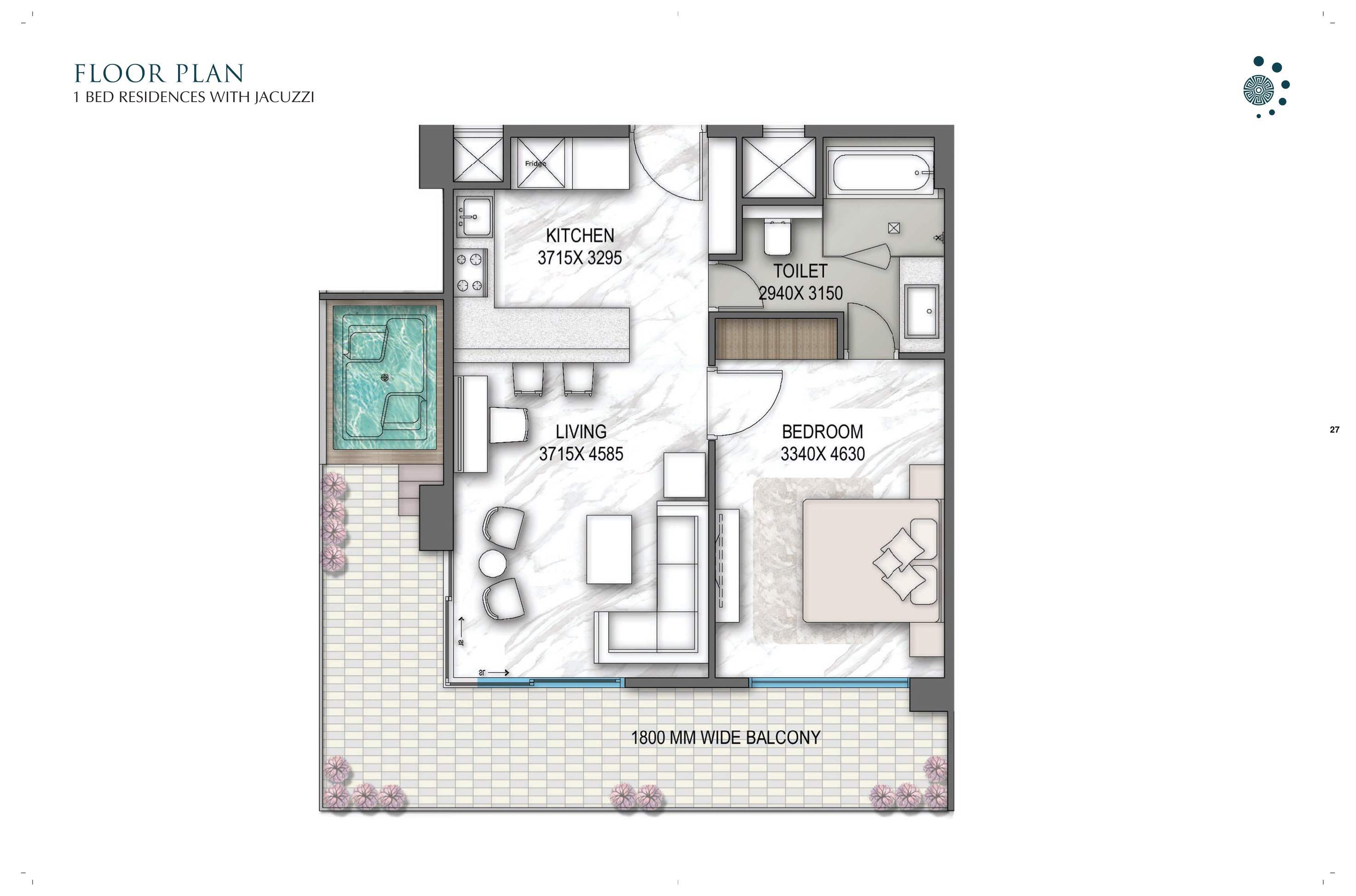 1 Bed Residence with Jacuzzi - Tower F