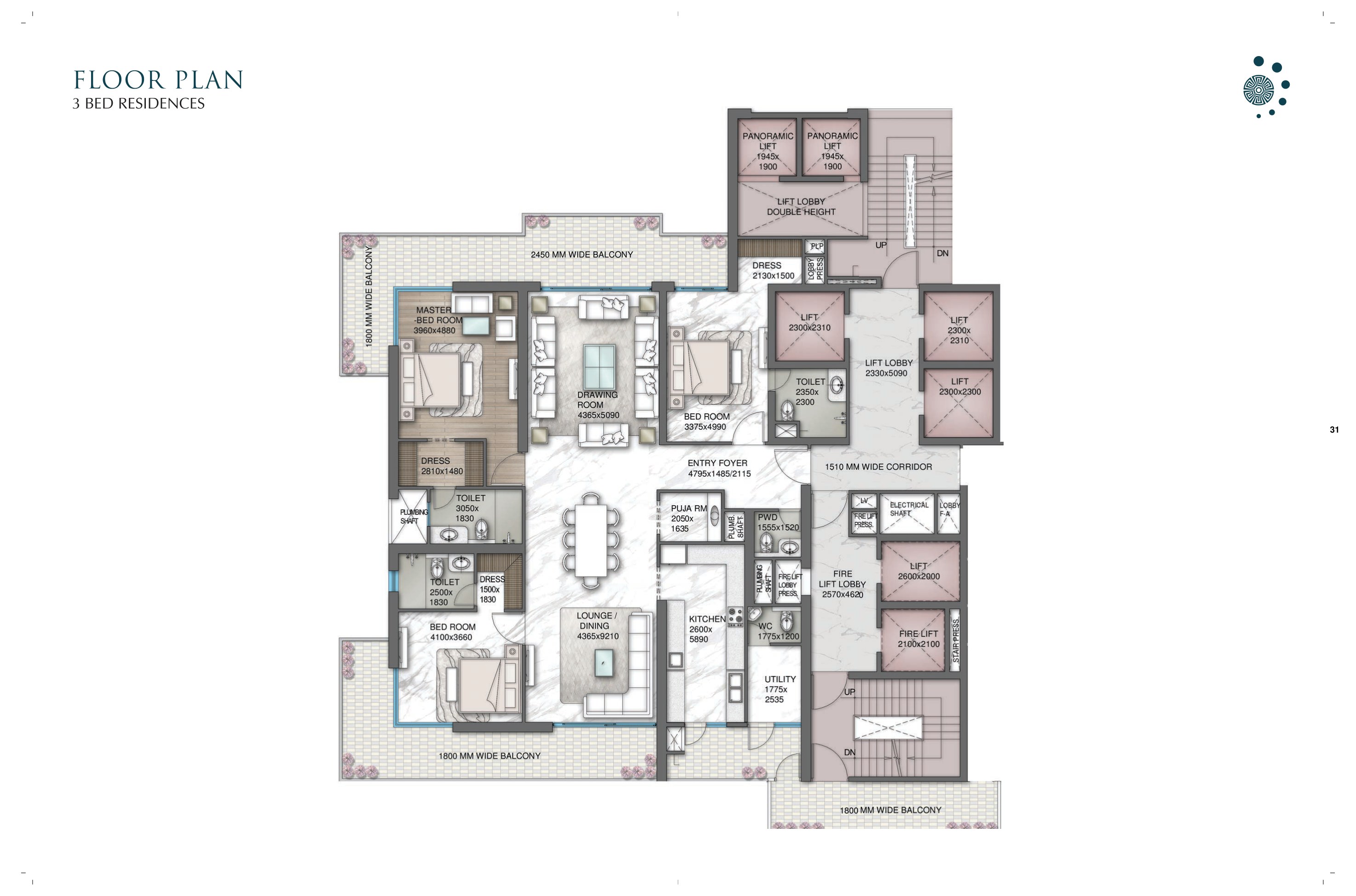3 Bed Residence - Tower C