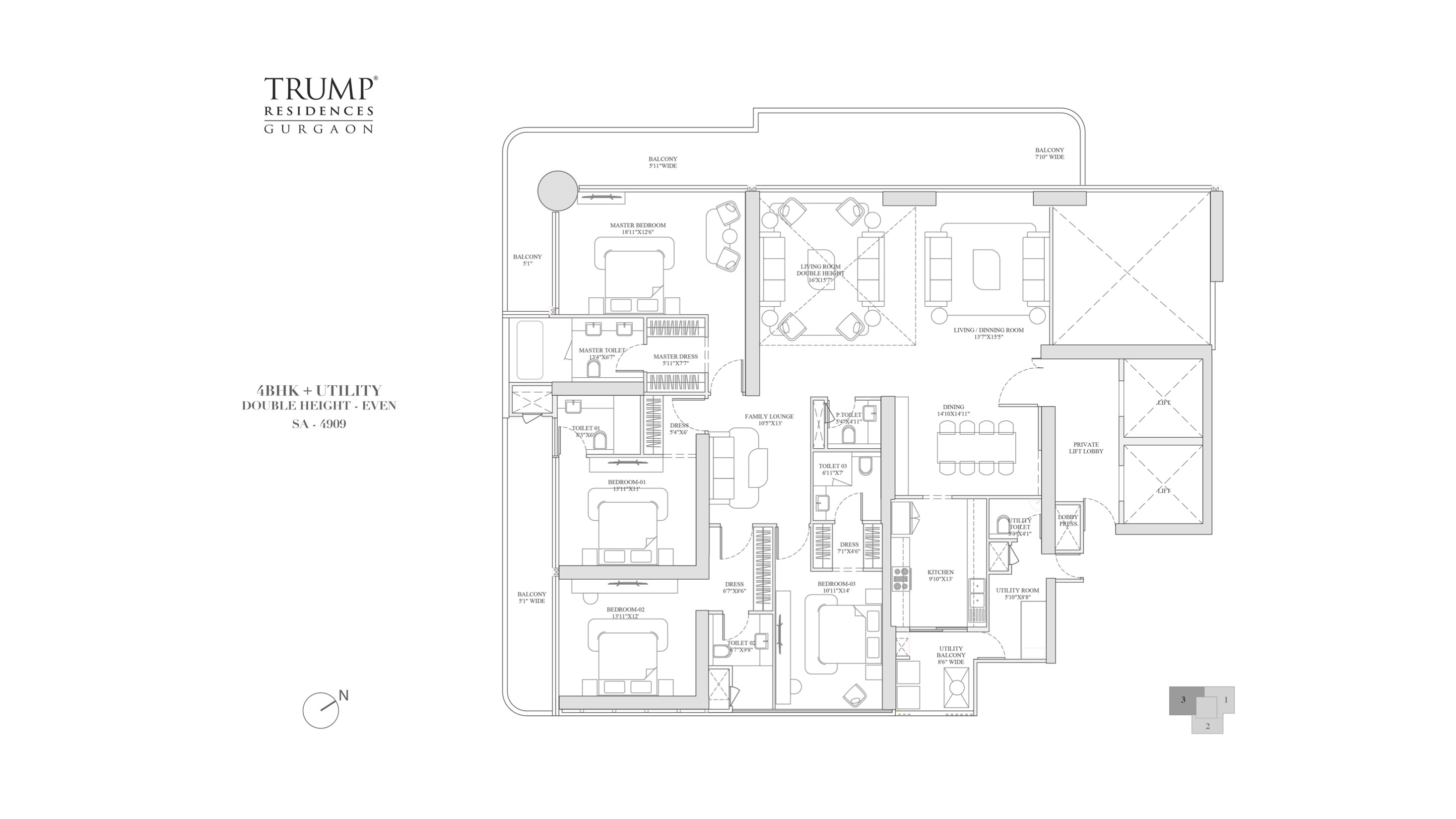 4 BHK + Utility - Double Height Even