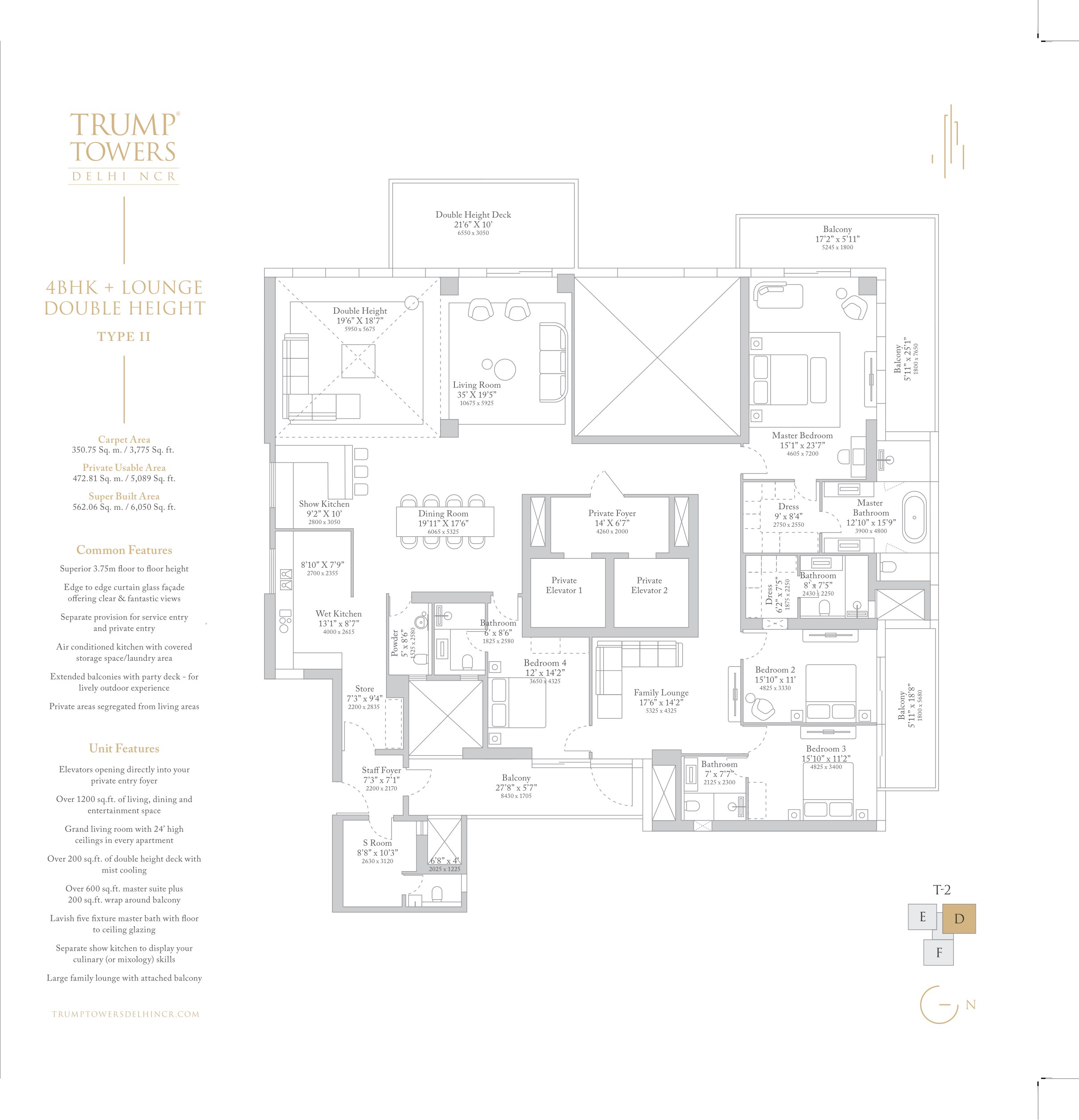 Tower 2 - 4 BHK + Lounge Double Height - Type II
