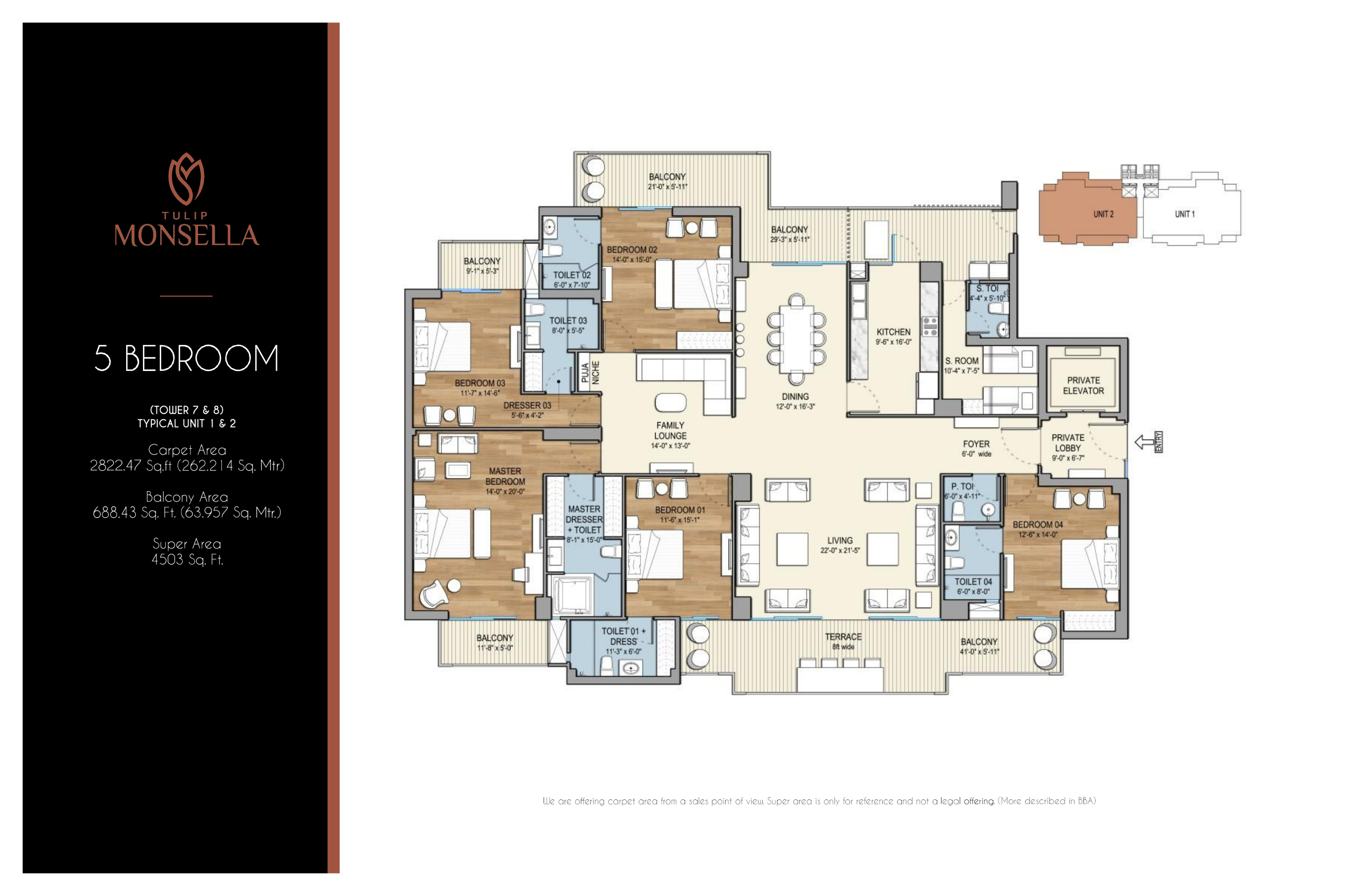 5 BHK - Towers 7 & 8 - Typical Unit 1 & 2