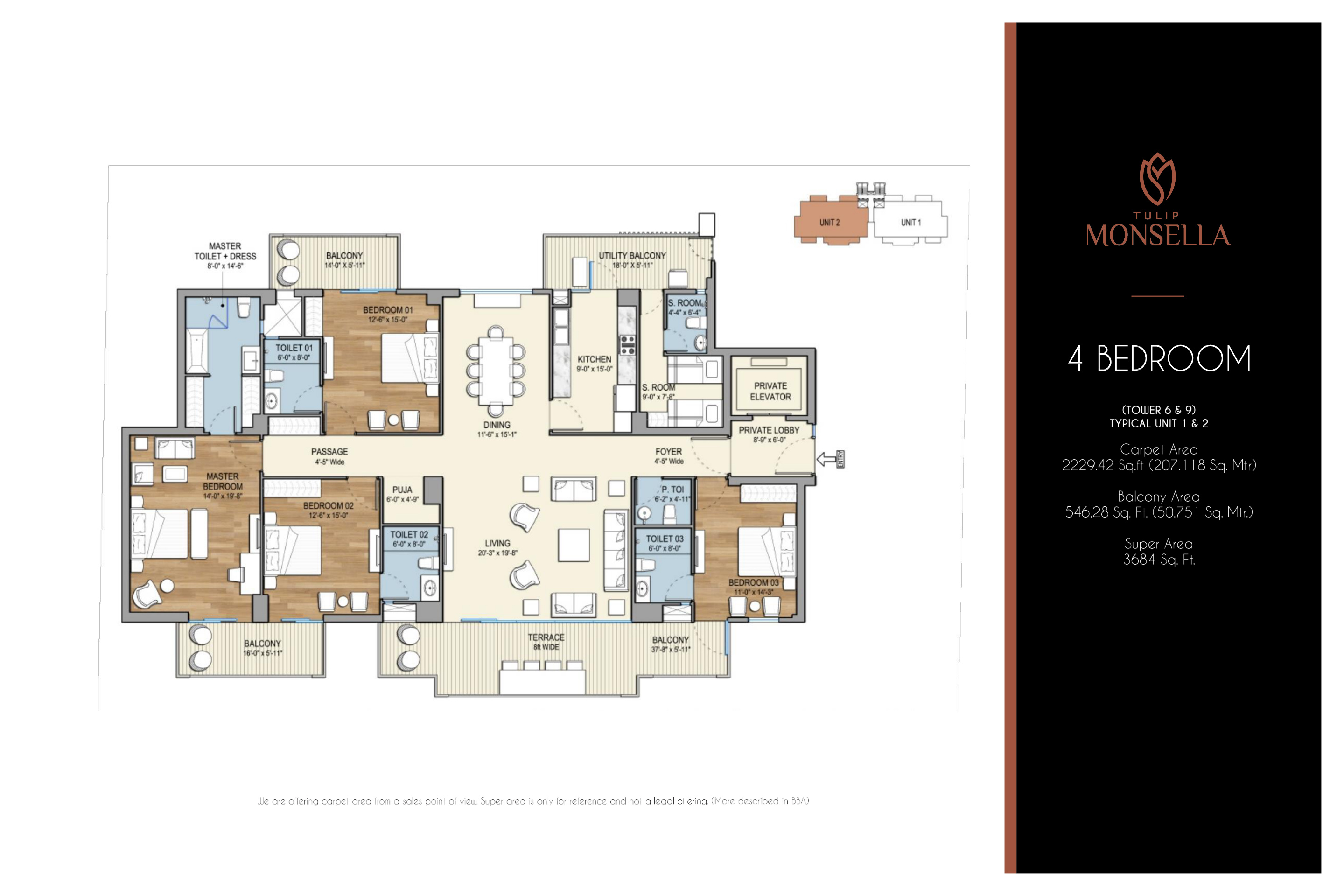 4 BHK - Towers 6 & 9 - Typical Unit 1 & 2