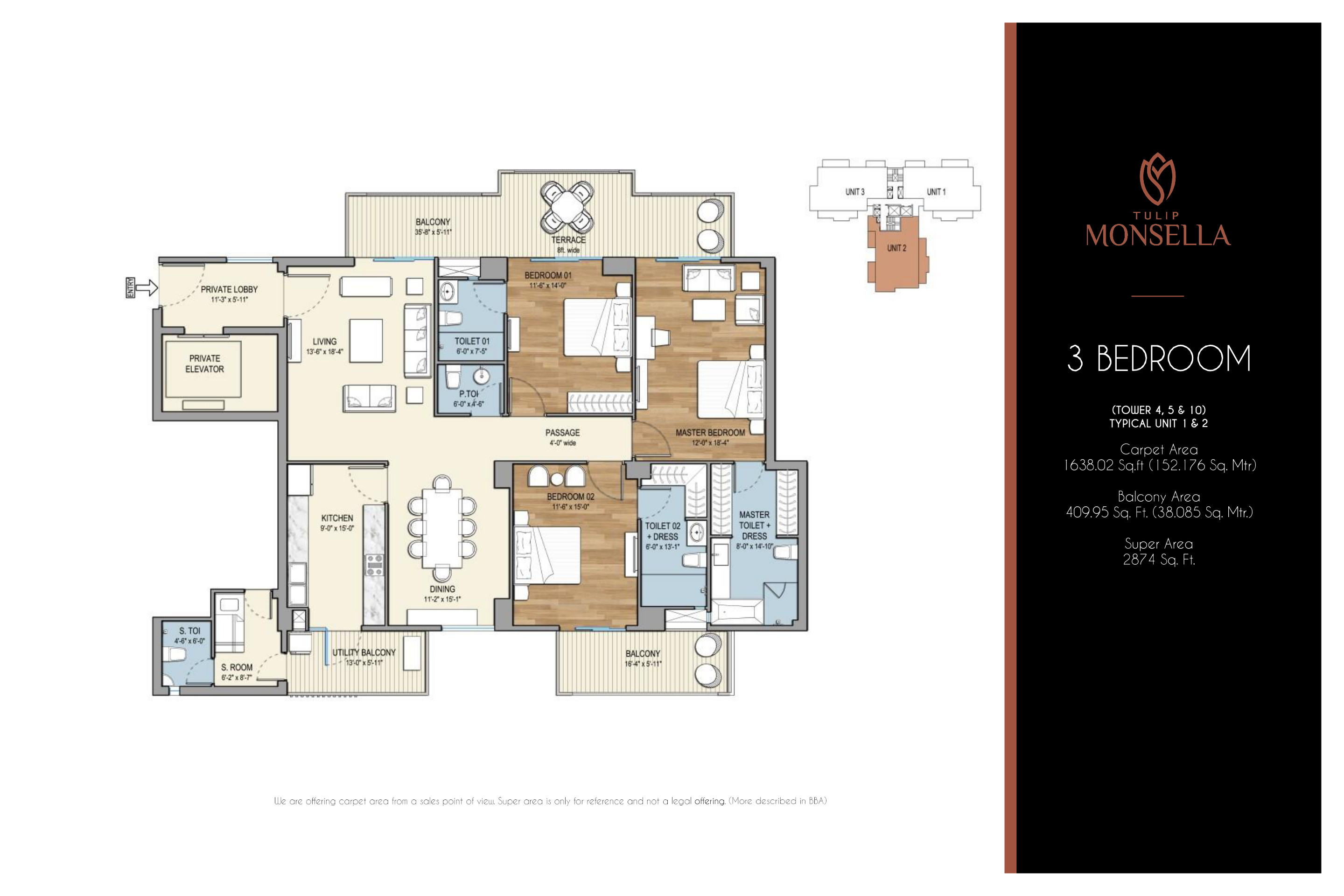 3 BHK - Towers 4, 5 & 10 - Typical Units 1 & 2