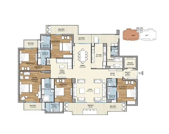 Planning designed around space and privacy.