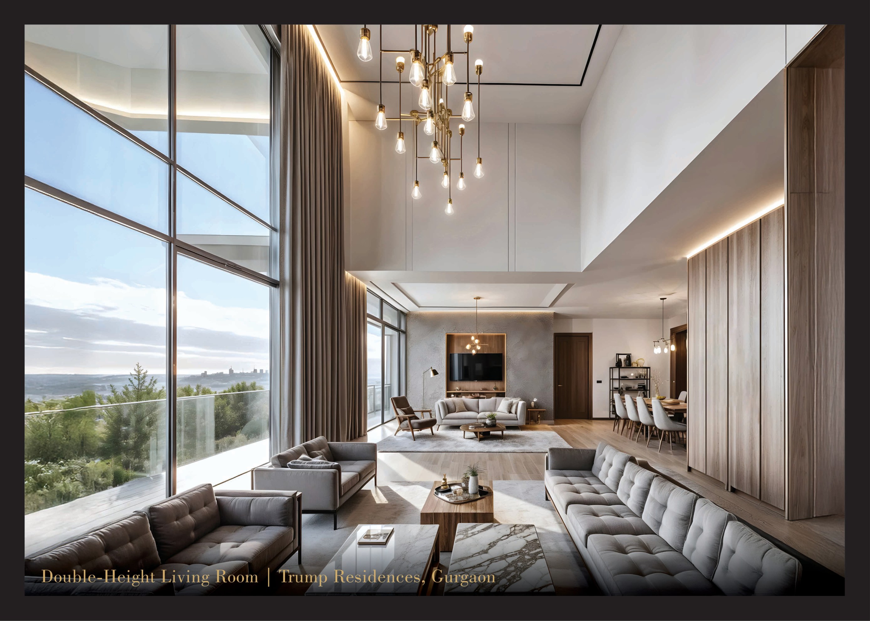 Double-height living room at Trump Residences Gurgaon